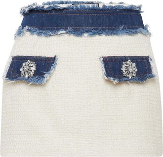 Philipp Plein Rokken, Dames, Wit, M, Denim, Mini Rok