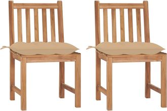 vidaXL Sillas De Jard&iacute;n 2 Unidades Madera Maciza De Teca Con Cojines Vidaxl