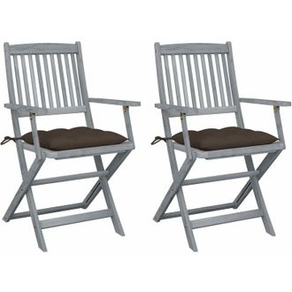 vidaXL Vidaxl - Sillas De Jard&iacute;n Plegables 2 Uds Cojines Madera Maciza Acacia