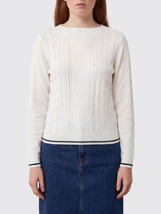 Liu Jo Slim Fit Crewneck Jumper in a Viscose Blend with Contrasting Logo