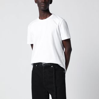 Saint Laurent T-shirt oversize bianca in cotone con logo Cassandre