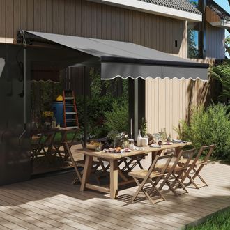 OUTSUNNY 2.5 x 2m Electric Retractable Awning w/ Aluminium Frame Dark Grey