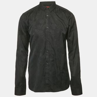 HUGO BOSS Black Patterned Cotton Extra Slim Fit Shirt