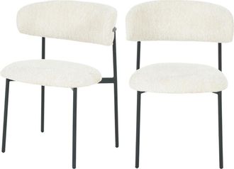 DRAWER Lote de 2 sillas de tela rizada y metal - Beige jaspeado