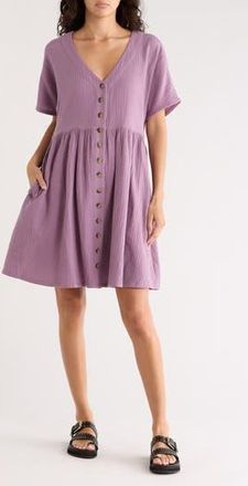 Madewell Lightspun Button Front Minidress in Antique Purple at Nordstrom Rack, Size Xx-Small