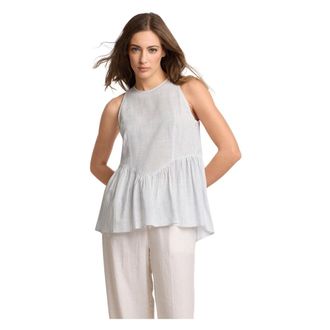 Kocca Sleeveless Tops, female, White, Size: S Round Neck Lightly Ribbed Top