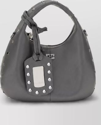 Ganni mini hobo studded leather shoulder bag