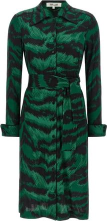 Diane Von F&uuml;rstenberg Diane Shirt Dress - Dames - Shirt Kleedjes - Groen - S - Katoen - Kleedjes
