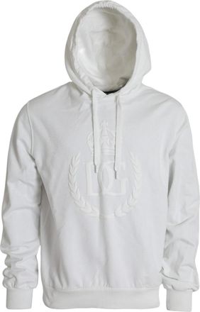 Dolce & Gabbana White Cotton Hooded Pullover Sweatshirt Mens Men