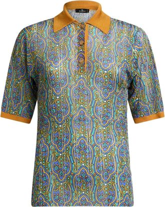 Etro Polo in maglia con stampa - Arancione