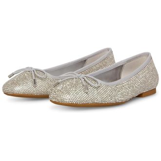 Steve Madden Womens Steve Madden Steffie Flats Silver Rhinestone Bow Detail HTAT409