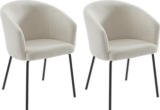 Pascal Morabito Conjunto de 2 sillas con reposabrazos de tela rizada y metal - Crema - MORONI