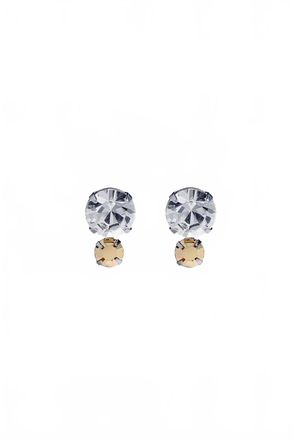 Nicole Womens Ticino Tri Toned Crystal Stud Earring In Silver