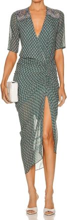 Veronica Beard Mariposa Midi Wrap Dress In Seaglass Multi