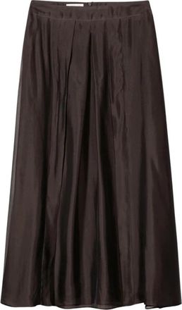 Luisa Cerano Organza Rok met Plooien - Dames - Midirokken - Bruin - L - Organza - Rokken