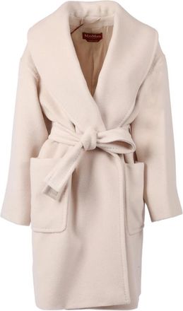 Max Mara Cloruro Coat - Dames - Jas met riem - Wit - S - Wol - Jassen