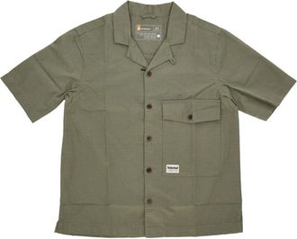 Timberland Ripstop Short Sleeve Shirt Earth - Heren - Korte mouwen Overhemden - Groen - S - Katoen - Overhemden