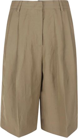 Fabiana Filippi Broeken - Dames - Korte Broeken - Beige - XS - Leer - Korte Broeken