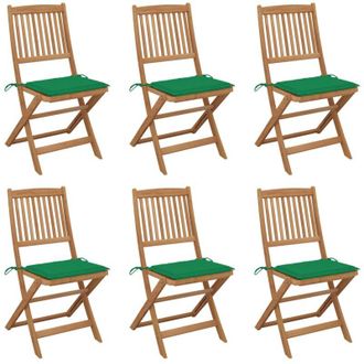 vidaXL Sillas De Jard&iacute;n Plegables Con Almohadas 6 Pc Acacia Massive - 209114