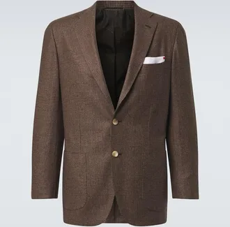 Kiton Prince of Wales check virgin wool blazer