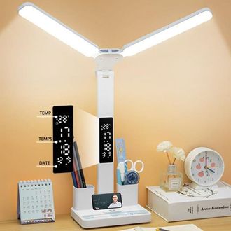 OEM Lampe De Bureau Led, 3 Modes De Luminosit&eacute;, Avec Porte Stylo Et Affichage Num&eacute;rique, Protection Des Yeux, Pour Enfants &Eacute;tude