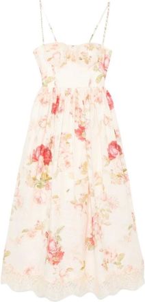 Zimmermann Kleedjes, Dames, Veelkleurig, M, Katoen, Roselight Picnic Midi Jurk
