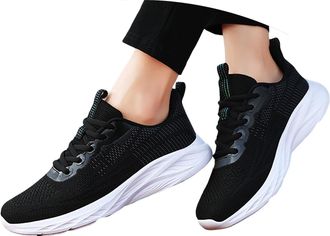 Generic 2026 Running Shoes Womens Sneakers for Walking Gym Casual Wear Breathable Knit Mesh Lightweight Low Heel Athletic Comfortable Daily Workout Slip (Blac