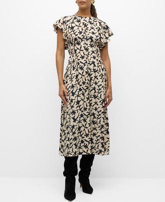 Ulla Johnson Anais Printed A-Line Midi Dress