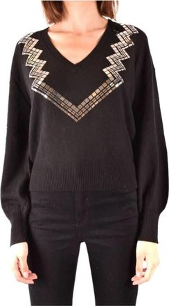 Pinko V-hals gebreide trui - Dames - V-hals truien - Zwart - M - Wol - Truien & Vesten