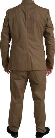 Dolce & Gabbana Mens Brown 2 Piece Single Breasted Taormina Suit Cotton Silk