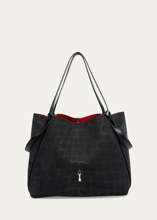 Christian Louboutin Bettina Large Croc-Embossed Suede Tote Bag