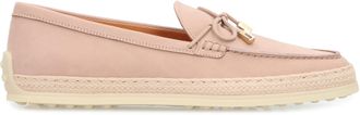 Tod's Womens Loafers Nubuck Pink Calf Leather