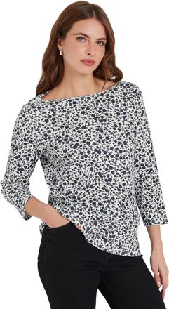 M&Co Womens Blue & White Cotton Ditsy Floral Top - Womens