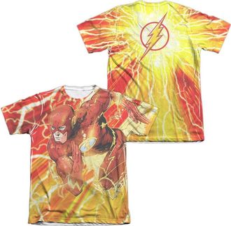 Gildan Justice League of America Lightning Dash (Front/Back Print) Adult Poly/Cotton Short Sleeve Tee / T-Shirt
