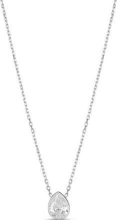 SHYMI Mini Heart Bezel Pendant Necklace in Silver/White/pear Cut at Nordstrom, Size 16