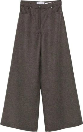 Max Mara MXS Gennaio Broek - Dames - Wijde Broeken - Grijs - S - Wol - Broeken