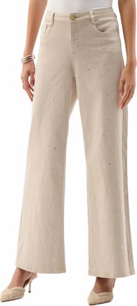 Joseph Ribkoff Rhinestone Wide Leg Jean In Moonstone