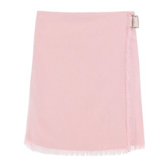 Burberry Short Skirts, female, Pink, Size: 3XS Buckle-fastening Wool Kilt