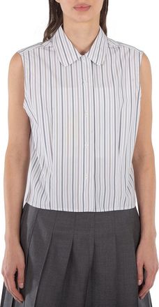 Thom Browne Striped Cotton-Poplin Sleeveless Shirt