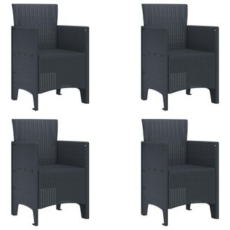Berkfield Home Garden Chair Set of 4 Anthracite Poly Rattan Medium Lightweight