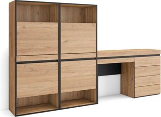 Skraut Home Skraut Home - Zapatero, Armario zapatos botas, 247x145x35 cm, Dormitorio, habitación, Cómoda, Cajonera, Tocador, Estilo Moderno, Roble