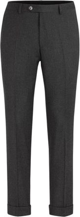 Oscar Jacobson Denz Slim Fit Stretch Flanellen Broek - Heren - Slim Fit Broeken - Grijs - M - Wol - Broeken