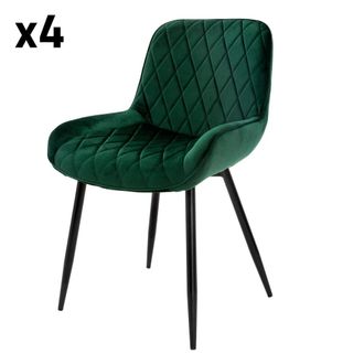 ML Design Lote de 4 sillas de comedor de terciopelo, verde