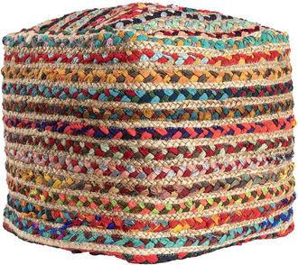 LR Home Lr Home Meera Boho Braided Striped Handmade Textured Pouf