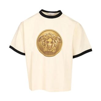 Versace T-shirt met ronde hals - Heren - Tops - Wit - Maat: XL Katoen