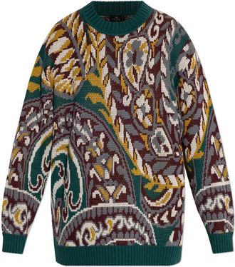 Etro Gebreide trui met een ronde halslijn - Dames - Ronde hals truien - Veelkleurig - XS - Wol - Truien & Vesten