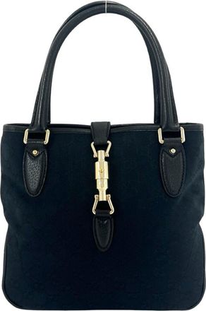Gucci Black Canvas Leather Handbag Shoulder Bag Tote Bag (Pre-Owned)
