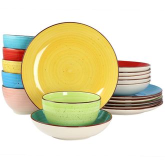 Elama Sebastian 18 Piece Double Bowl Stoneware Dinnerware Set in Pink at Nordstrom