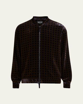 Giorgio Armani Mens Velvet Pattern Blouson Jacket