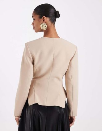 Asos giacca sartoriale con fondo peplo-Neutro